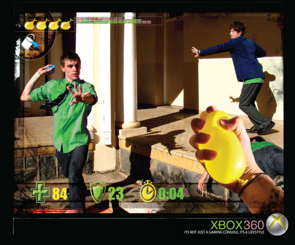 Conceptual graphic design advertisement of game console